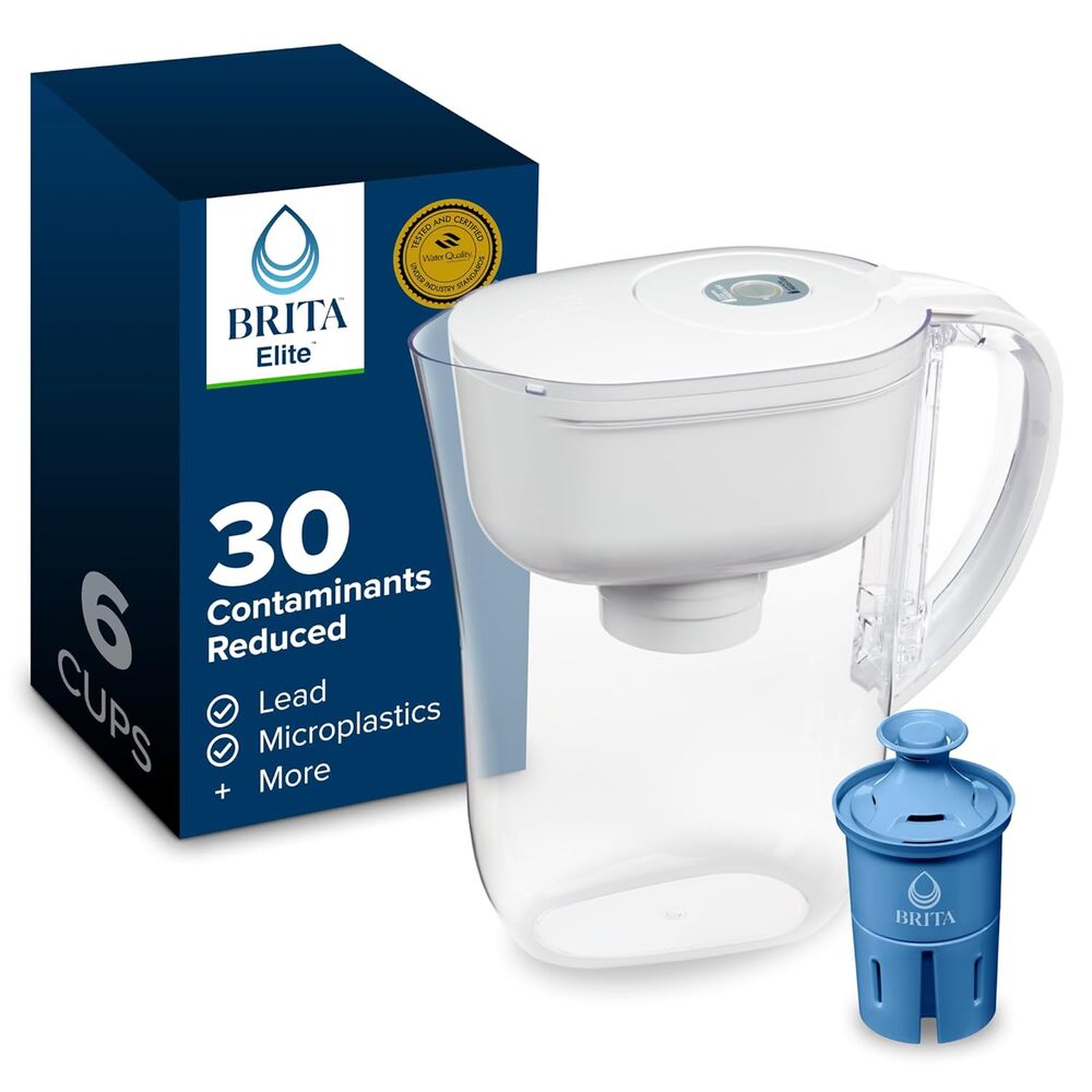 Brita Small 6 Cup Water Filter Pitcher, 1 BritaPlus Filter, Metro, White